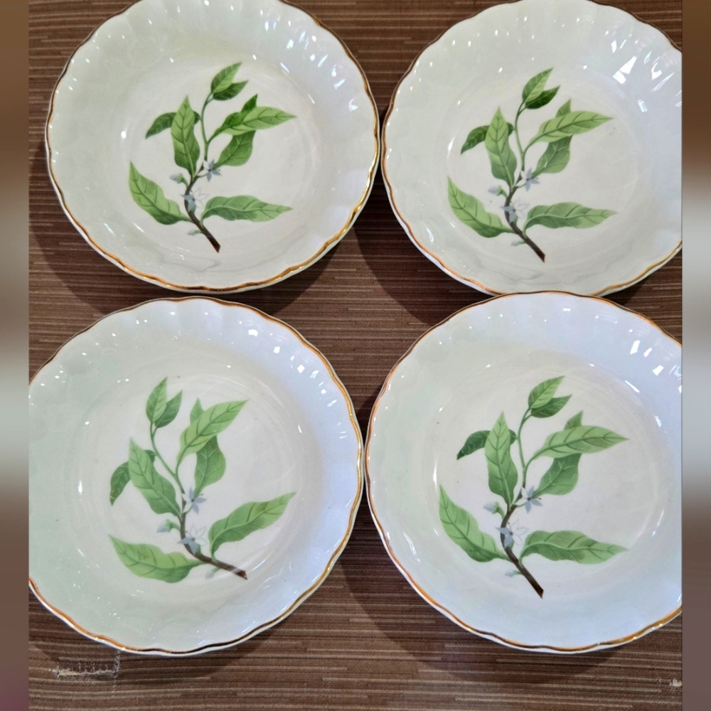 WS George Green Leaf Small China Bowls Set Of 4